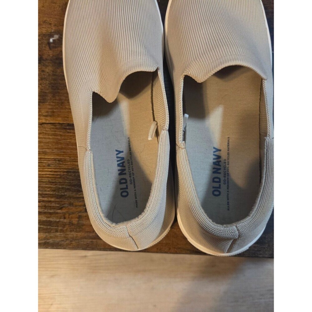 Old Navy Womens Size 9.5 Beige Knit Slip On Sneakers Casual Comfort Shoes - Picture 2 of 5